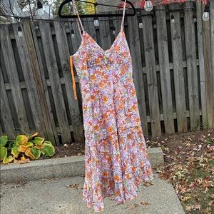 Maeve Floral Dress in Orange and Purple